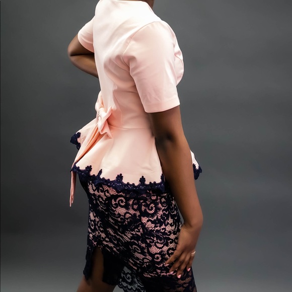 2 piece top and skirt set in pink and blue. - Picture 3 of 4